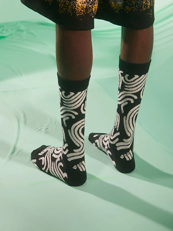 Henrik Vibskov Boutique Sunny Fingers Socks Homme 8211 White Fingers Black Men Socks