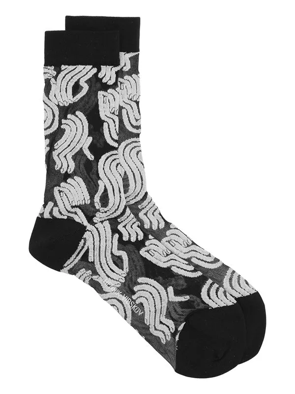 Henrik Vibskov Boutique Sunny Fingers Transparent Socks Femme 8211 White Fingers Black Women Socks