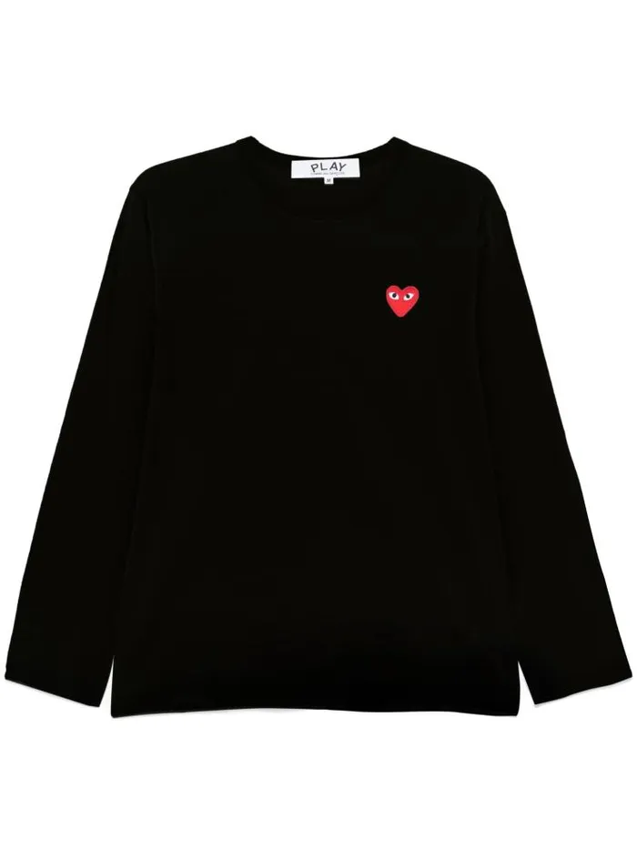 Henrik Vibskov Boutique Unisex Long Sleeve Tee Red Heart 8211 Black Men Tops
