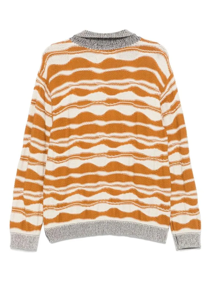 Henrik Vibskov Boutique Wave Knit Cardigan 8211 Rust Beige Mountain Waves Men Knitwear