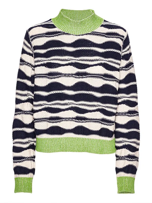 Henrik Vibskov Boutique Wave Knit Jumper 8211 Beige Black Mountain Waves Women Tops Henrik Vibskov Boutique Wave Knit Jumper 8211 Beige Black Mountain Waves Women Tops