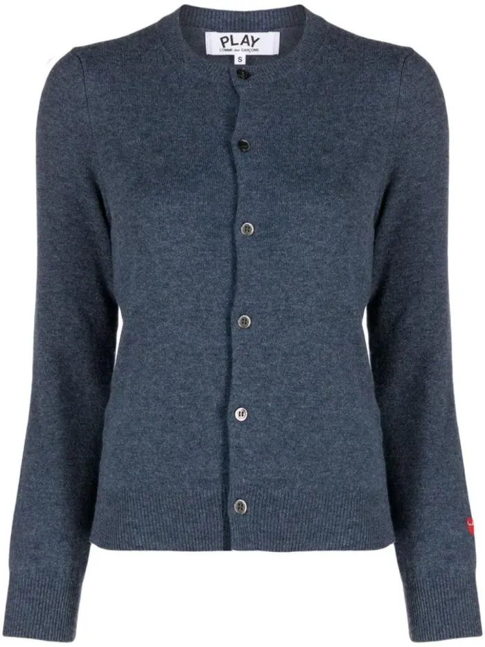 Henrik Vibskov Boutique Womens Knit Cardigan Red Heart Navy Women Knitwear