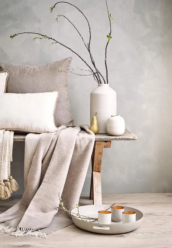 Home Accessories Living FYNCHHATTON Kibo Cashmere Plaid Nature Sandsalviacreamgreenbrowngray Silver
