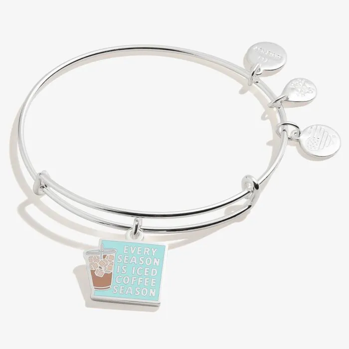 Iconic Women Alex And Ani Every Season Is Iced Coffee Season039 Charm Bangle Bracelet Shiny Silver