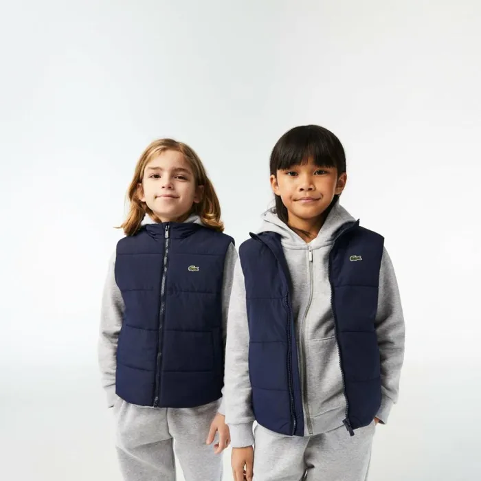 Jackets and Coats Kids Lacoste Kids039 WaterRepellent Vest Navy Blue 166
