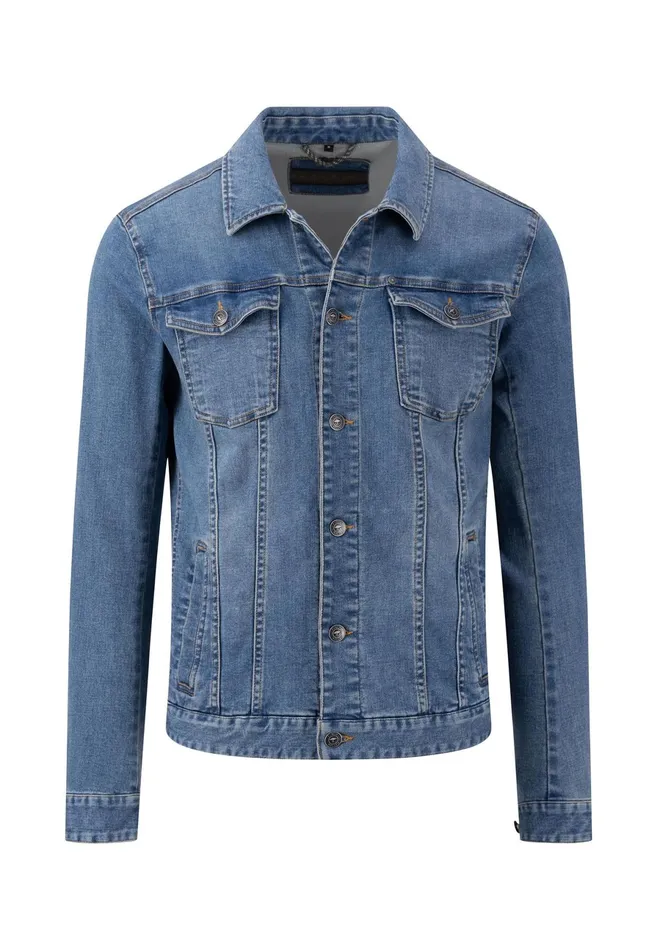 Jackets and Coats Men FYNCHHATTON Stylish Jacket From Denim With Attached Bags And Side Intervention Bags Mid Blue Jackets and Coats Men FYNCHHATTON Stylish Jacket From Denim With Attached Bags And Side Intervention Bags Mid Blue