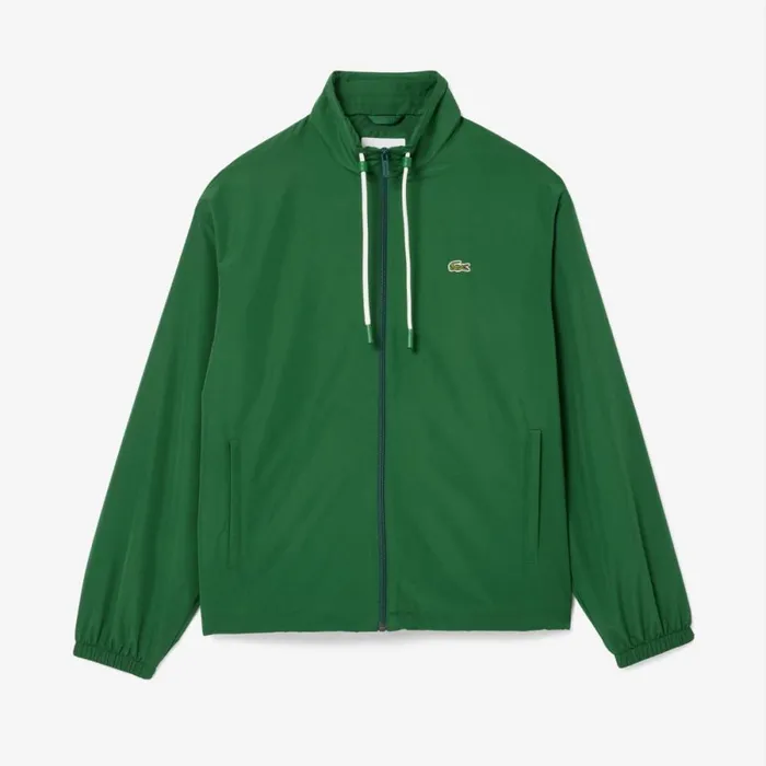 Jackets and Coats Men Lacoste Men039s Detachable Hood WaterResistant Jacket Pine Green 132
