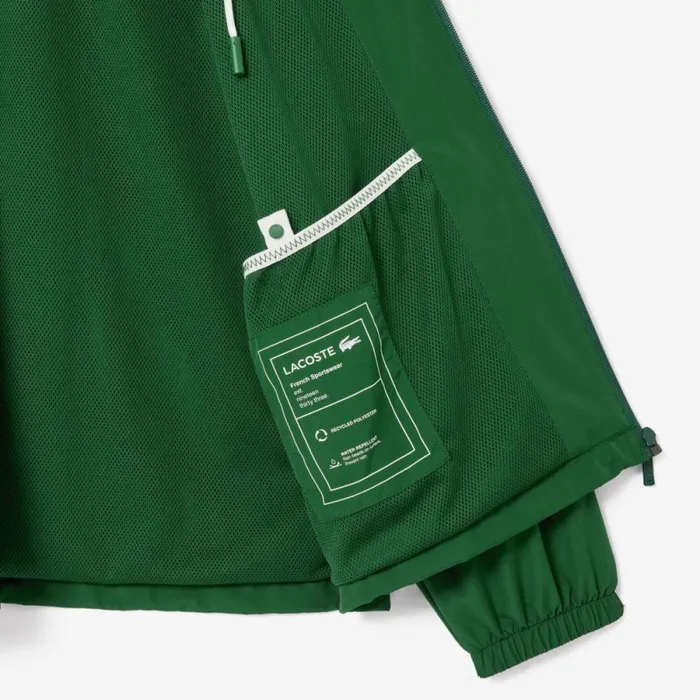 Jackets and Coats Men Lacoste Men039s Detachable Hood WaterResistant Jacket Pine Green 132