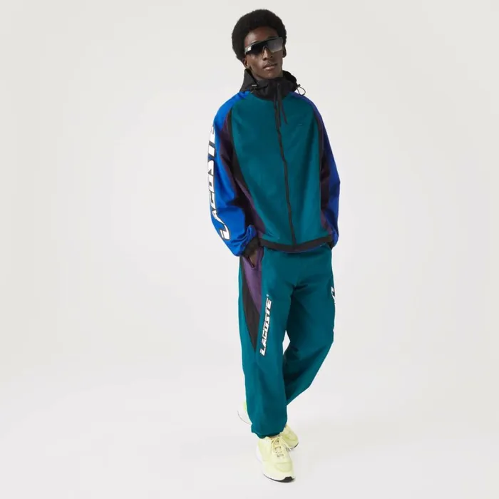 Jackets and Coats Men Lacoste Men039s Heritage Colorblock Jacket Green Blue Purple Black Tr4