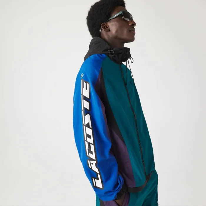 Jackets and Coats Men Lacoste Men039s Heritage Colorblock Jacket Green Blue Purple Black Tr4