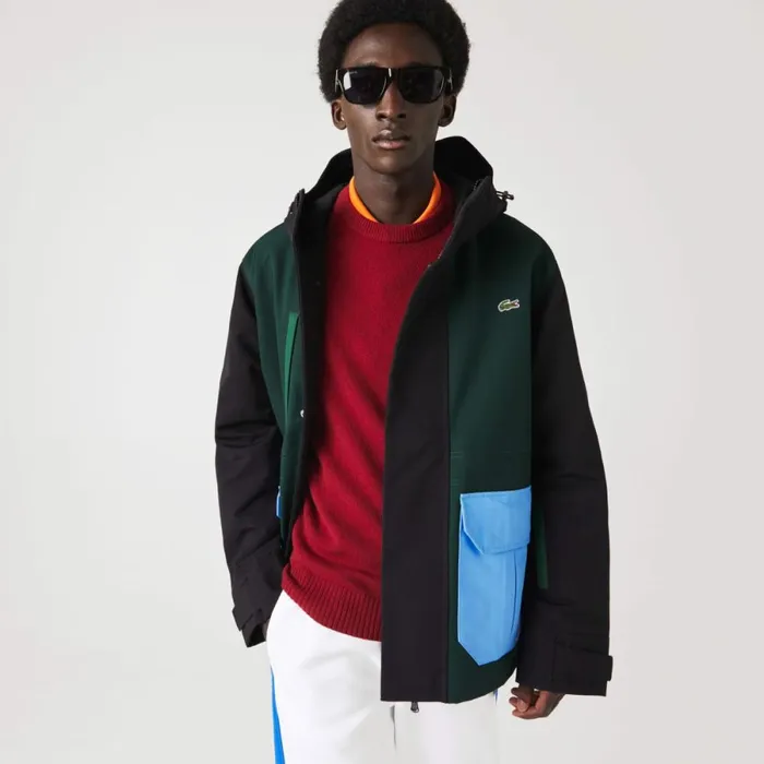 Jackets and Coats Men Lacoste Men039s WaterRepellent Colorblock Twill Jacket Green Black Blue Green Ndn Jackets and Coats Men Lacoste Men039s WaterRepellent Colorblock Twill Jacket Green Black Blue Green Ndn