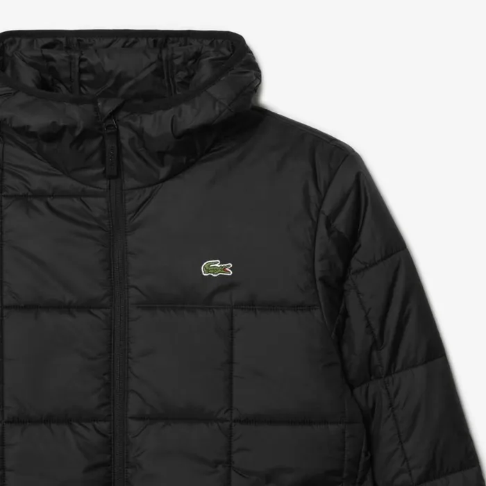 Jackets and Coats Men Lacoste Men039s Waterproof Padded Hood Puffer Jacket Black C31