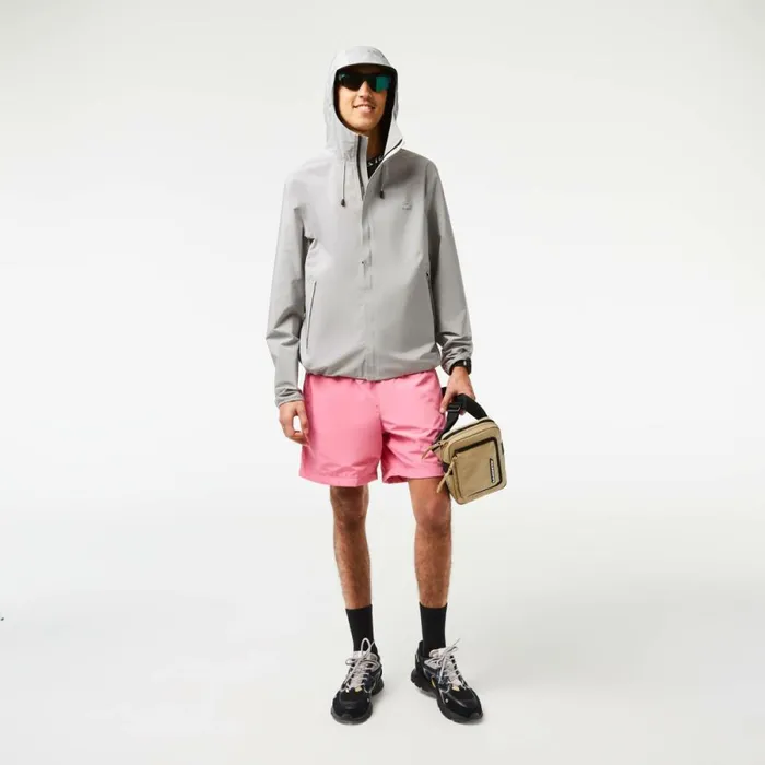 Jackets and Coats Men Lacoste Mens Waterproof Track Jacket Grey Kzw