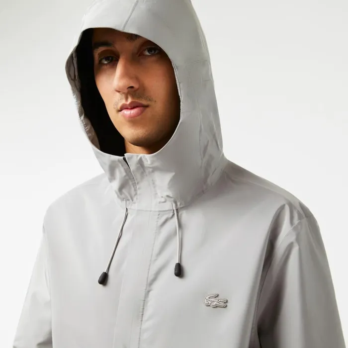 Jackets and Coats Men Lacoste Mens Waterproof Track Jacket Grey Kzw