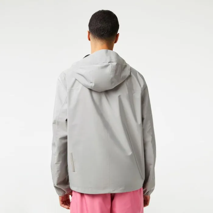 Jackets and Coats Men Lacoste Mens Waterproof Track Jacket Grey Kzw