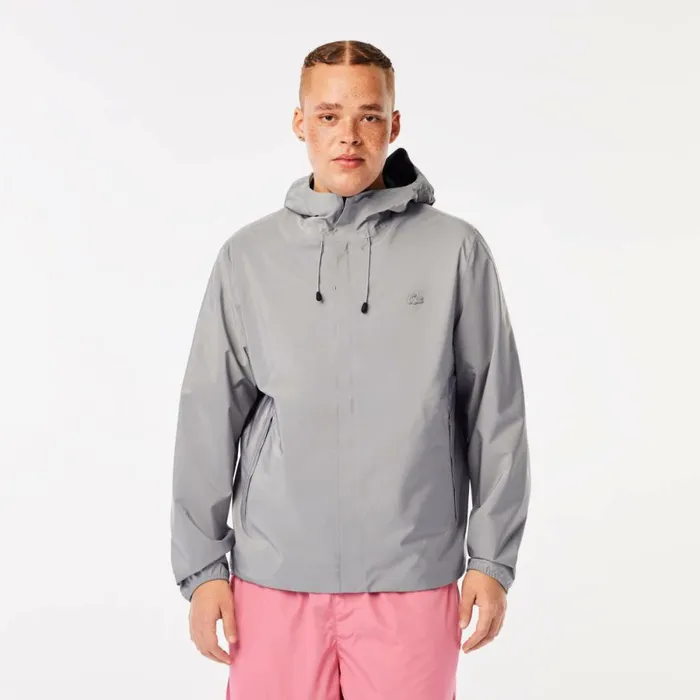 Jackets and Coats Men Lacoste Mens Waterproof Track Jacket Grey Kzw