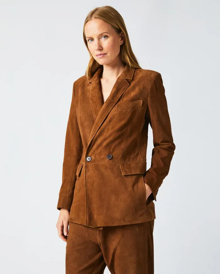 Jackets and Outerwear Women Billy Reid Suede Blazer Cognac