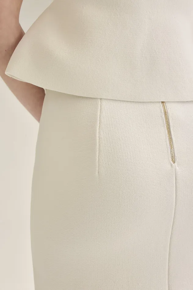 Jackets CREPE KNIT SHORT SLEEVE PEPLUM JACKET WHITE 8211 Scanlan Theodore Women Jackets CREPE KNIT SHORT SLEEVE PEPLUM JACKET WHITE 8211 Scanlan Theodore Women