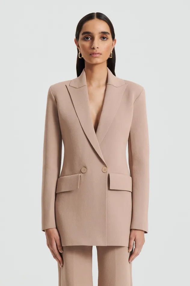 Jackets CREPE KNIT TAILORED BLAZER OAT Scanlan Theodore Women Jackets CREPE KNIT TAILORED BLAZER OAT Scanlan Theodore Women