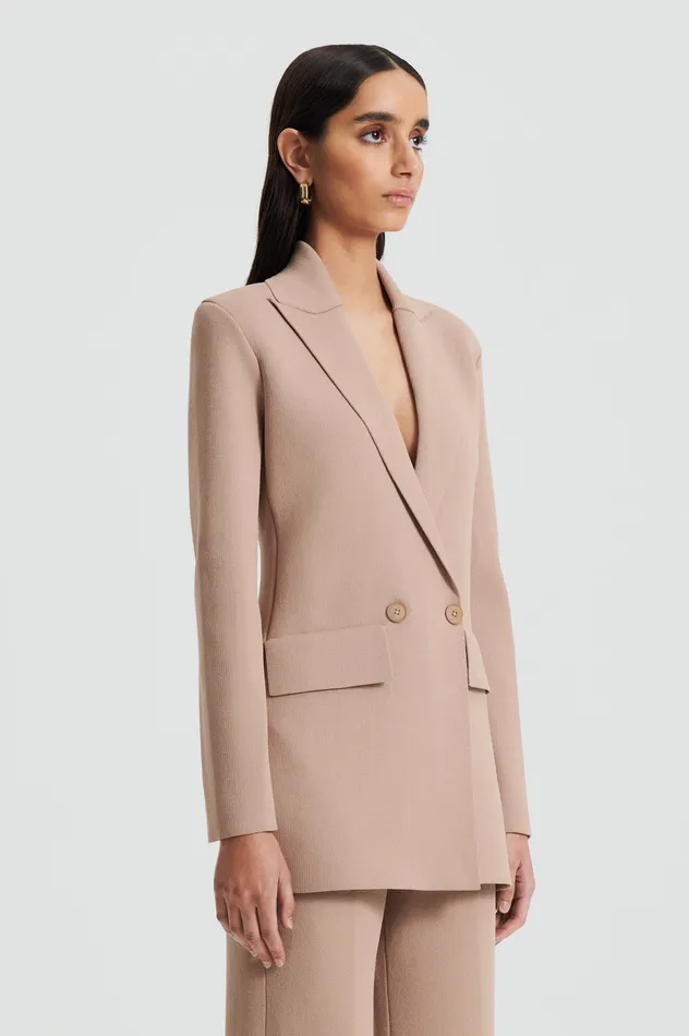 Jackets CREPE KNIT TAILORED BLAZER OAT Scanlan Theodore Women Jackets CREPE KNIT TAILORED BLAZER OAT Scanlan Theodore Women