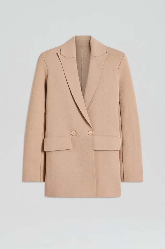 Jackets CREPE KNIT TAILORED BLAZER OAT Scanlan Theodore Women Jackets CREPE KNIT TAILORED BLAZER OAT Scanlan Theodore Women
