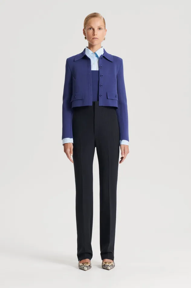 Jackets Women Scanlan Theodore CREPE KNIT CROP BUTTON JACKET ROYAL