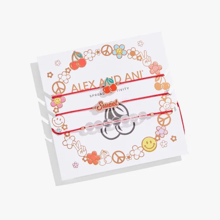 Jewelry Sets Women Alex And Ani So Sweet Cherry Cord Bracelets Set Of 3 Shiny Rose Gold