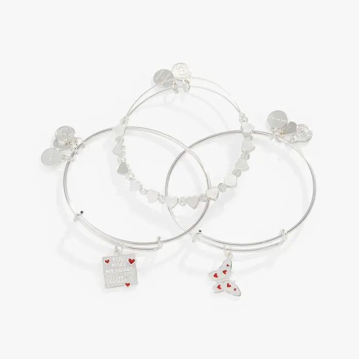 Jewelry Sets Women Alex And Ani You Make My Heart Flutter039 Charm Bangle Set Of 3 Silver