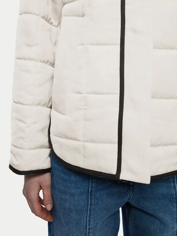 Jigsaw Coats Women Showerproof Sateen Quilt Coat Cream