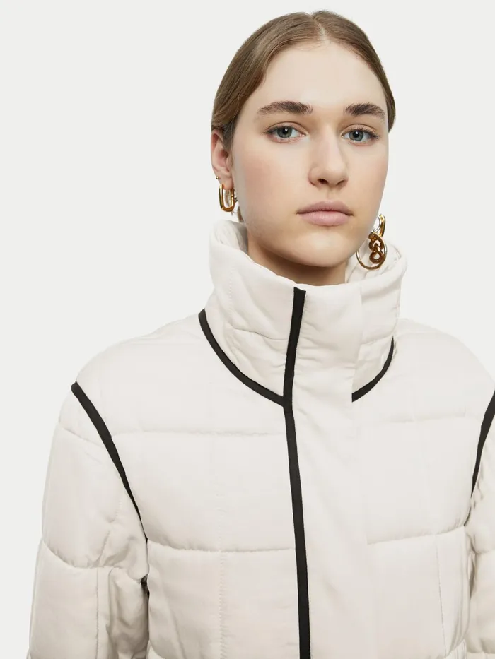 Jigsaw Coats Women Showerproof Sateen Quilt Coat Cream