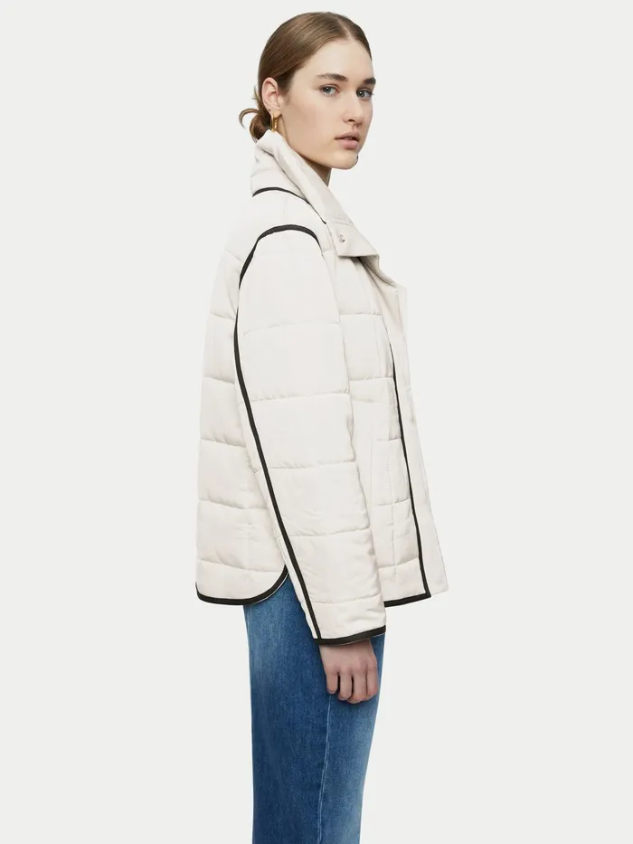 Jigsaw Coats Women Showerproof Sateen Quilt Coat Cream