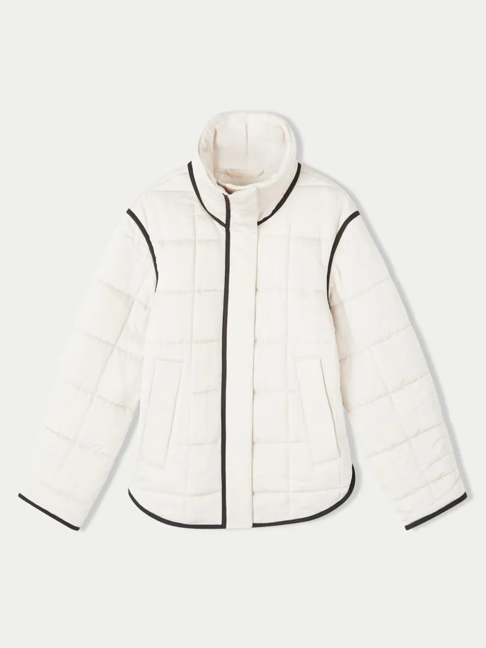 Jigsaw Coats Women Showerproof Sateen Quilt Coat Cream