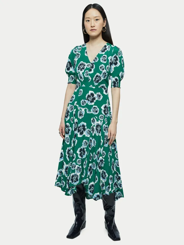Jigsaw Dresses and Jumpsuits Women Collage Floral Tea Dress Green