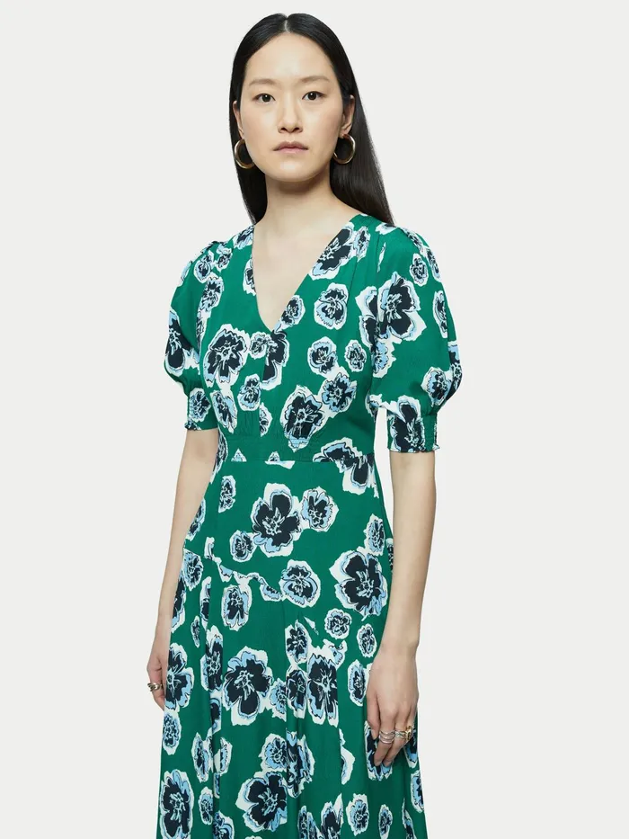 Jigsaw Dresses and Jumpsuits Women Collage Floral Tea Dress Green