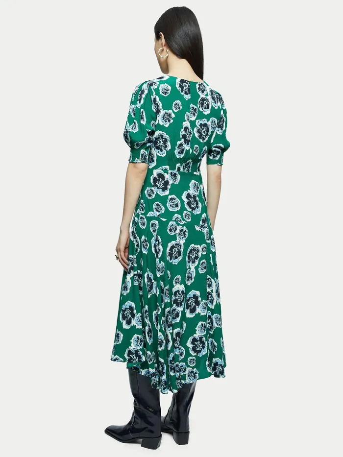 Jigsaw Dresses and Jumpsuits Women Collage Floral Tea Dress Green