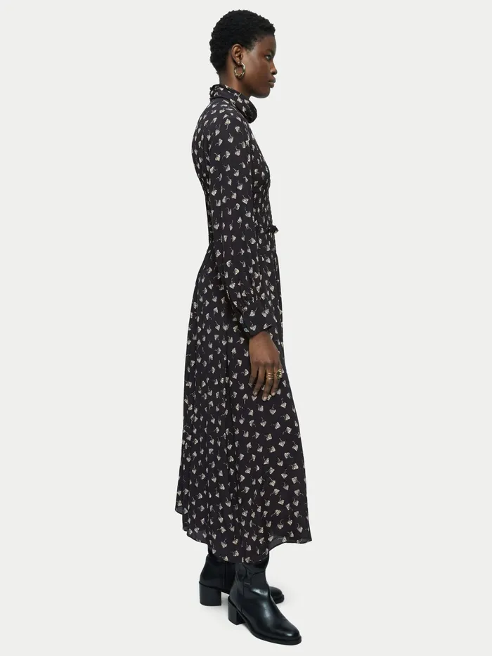 Jigsaw Dresses and Jumpsuits Women Fan Leaf Smocked Midi Dress Black
