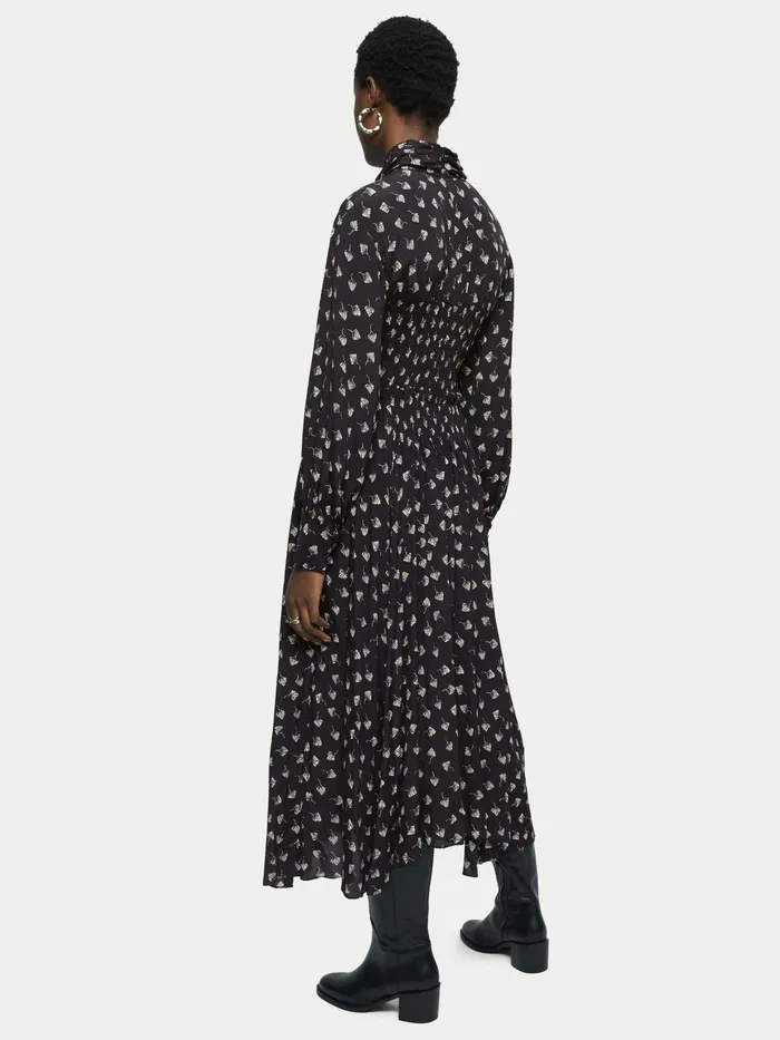 Jigsaw Dresses and Jumpsuits Women Fan Leaf Smocked Midi Dress Black
