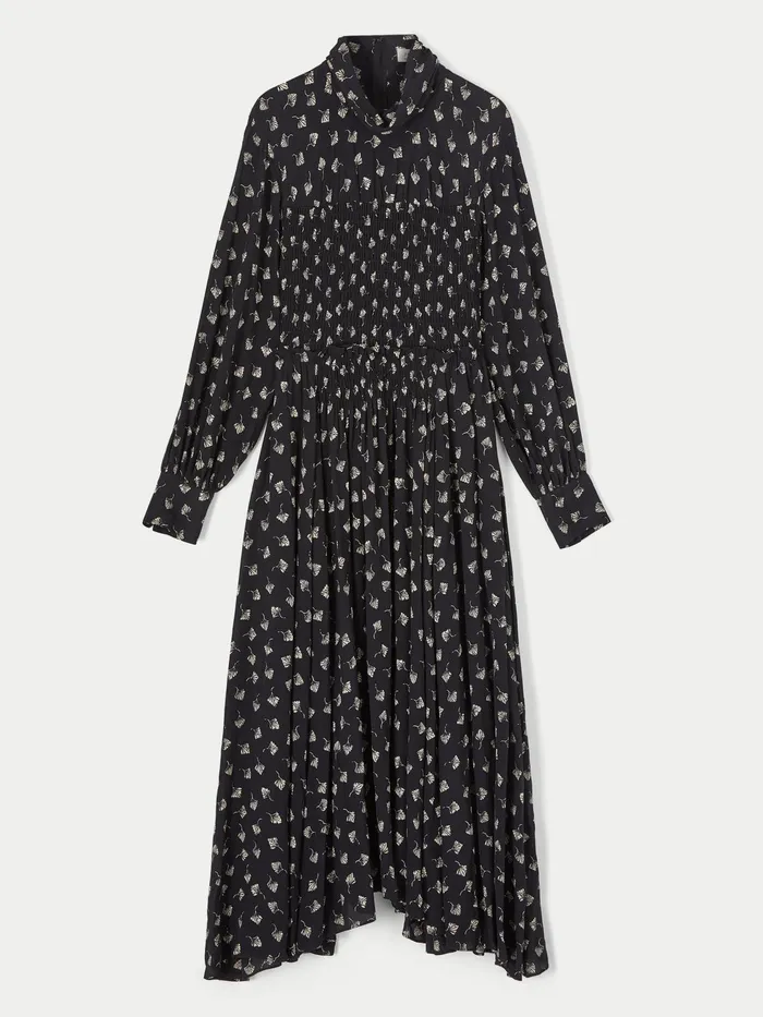 Jigsaw Dresses and Jumpsuits Women Fan Leaf Smocked Midi Dress Black