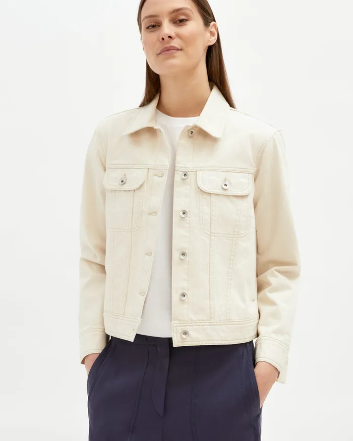 Jigsaw Jackets Women Denim Trucker Jacket Cream