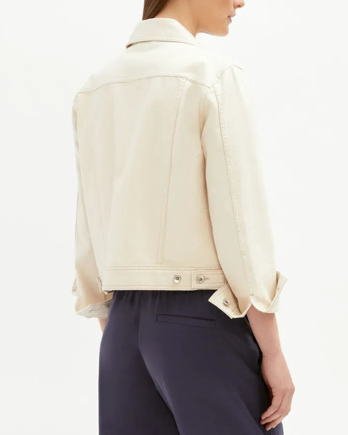 Jigsaw Jackets Women Denim Trucker Jacket Cream