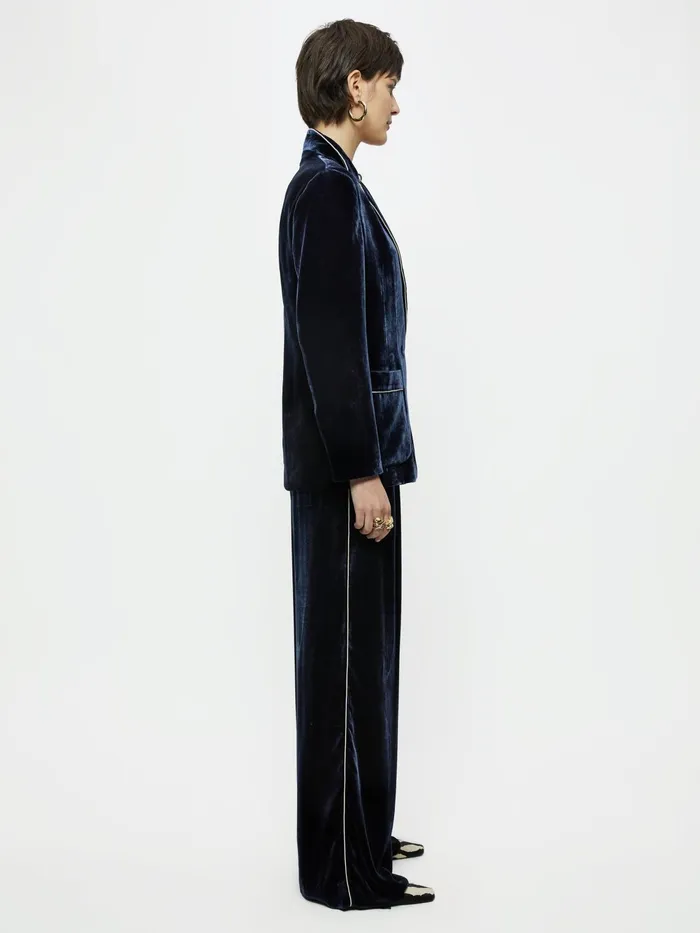 Jigsaw Jackets Women Relaxed Velvet Jacket Blue
