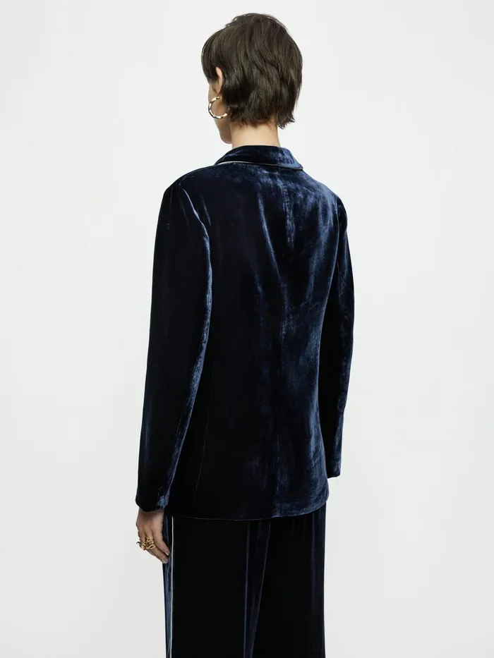 Jigsaw Jackets Women Relaxed Velvet Jacket Blue
