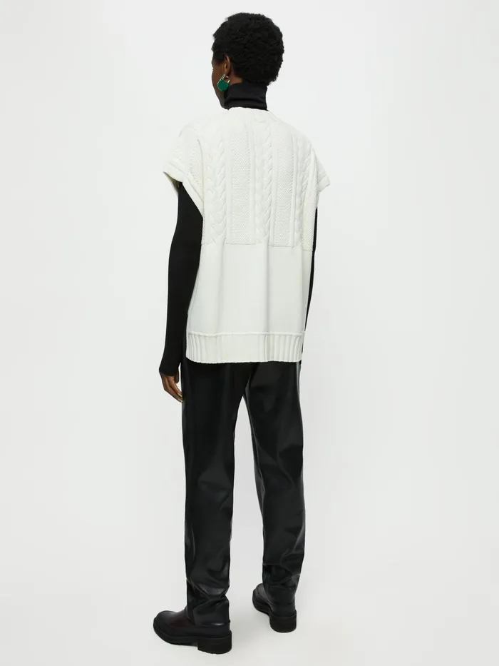 Jigsaw Knitwear and Cashmere Women Cable V Neck Tank Cream