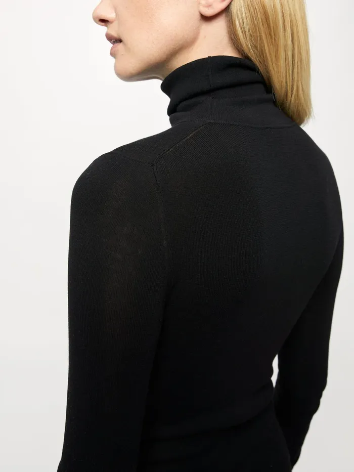 Jigsaw Knitwear and Cashmere Women Cromer Silk Cotton Polo Jumper Black