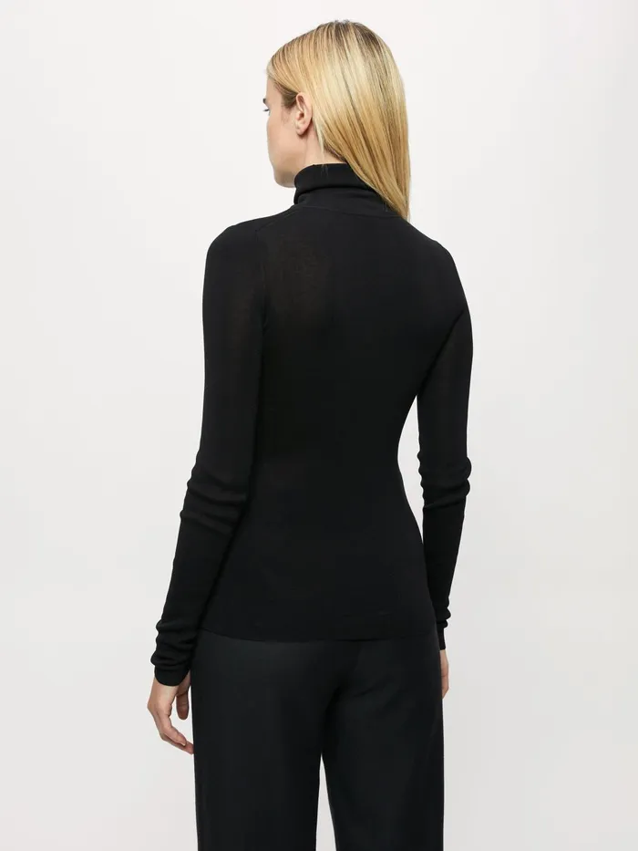 Jigsaw Knitwear and Cashmere Women Cromer Silk Cotton Polo Jumper Black