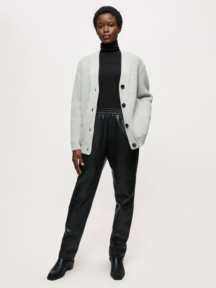 Jigsaw Knitwear and Cashmere Women Lambswool Blend Ribbed Cardigan Cream