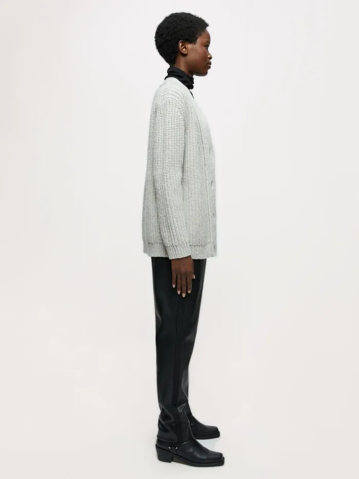 Jigsaw Knitwear and Cashmere Women Lambswool Blend Ribbed Cardigan Cream