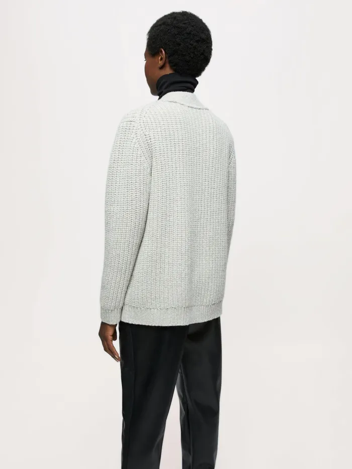 Jigsaw Knitwear and Cashmere Women Lambswool Blend Ribbed Cardigan Cream