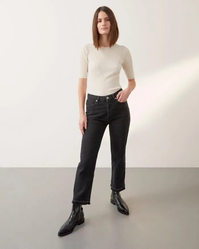 Jigsaw Knitwear and Cashmere Women Silk Cotton Rib Jumper Cream