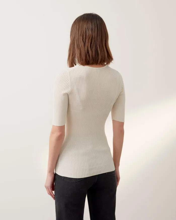 Jigsaw Knitwear and Cashmere Women Silk Cotton Rib Jumper Cream
